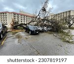 Small photo of Tamuning, Guam - May 24, 2023: Destruction caused by super typhoon Mawar, which made landfall on May 24, 2023 as a Category 45 storm.
