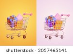 two miniature shopping carts... | Shutterstock .eps vector #2057465141