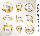 elegant pearl white labels set  ... | Shutterstock . vector #479382994