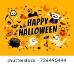 happy halloween poster  lovely... | Shutterstock .eps vector #726490444