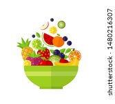 fruit salad bowl   healthy food ... | Shutterstock .eps vector #1480216307