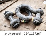 Small photo of shackle for lifting heavy Equipment in a construction site.