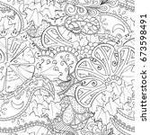 tracery seamless pattern.... | Shutterstock .eps vector #673598491