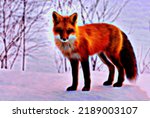 Wildlife Red Fox Neon Lines...