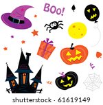 halloween icons set isolated on ... | Shutterstock .eps vector #61619149