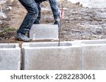building the foundation of a house from a lost formwork