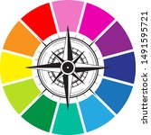 a compass on a colour wheel | Shutterstock .eps vector #1491595721