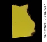 Small photo of Isolated yellow torn brunt paper decal
