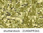 Seamless modern army camouflage NDU pixel fabric texture. Abstract vector camo background looks like Armed Forces of Ukraine (AFU) colors. Geometric pattern wrapping paper design illustration