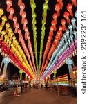 Small photo of Lamphun, Thailand, 21 Nov 2023, Festival of 100,000 Lanterns at Wat Phra That Haripunchai Woramahawihan or Yi Peng Lantern Festival in Lamphun Province