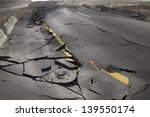 Cracked Asphalt After Earthquake
