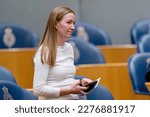 Small photo of THE HAGUE, NETHERLANDS - JANUARY 24: Nicki Pouw-Verweij of JA21 during the Question Time at the Dutch Tweede Kamer parliament on January 24, 2023 in The Hague, Netherlands
