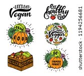 lettering set. let's eat vegan. ... | Shutterstock .eps vector #1194256681