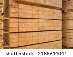 Processed blocks of timber ready for treating and re-processing. Timber products
