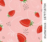 Strawberry Abstract Hand Drawn  ...