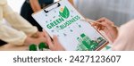 Small photo of Green business project was presented by green business team at meeting room. ESG environment social governance and Eco conservative concept. Blurring background. Closeup. Delineation.