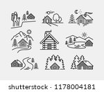 log cabin vector line icons | Shutterstock .eps vector #1178004181