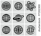 globes   vector black icons set. | Shutterstock .eps vector #97202300