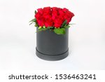 Bouquet Of Red Roses In Vase...