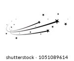 Abstract Falling Star - Black Shooting Star with Elegant Star Trail on White Background - Meteoroid, Comet, Asteroid, Stars