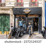 Small photo of Paris, France - 09.07.2023: Harley-Davidson, Inc. (H-D, or simply Harley) is an American motorcycle manufacturer headquartered in Milwaukee, Wisconsin, United States. Founded in 1903.