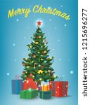 christmas tree with decorations ... | Shutterstock .eps vector #1215696277