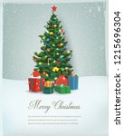 christmas tree with decorations ... | Shutterstock .eps vector #1215696304