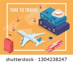 travel equipment in isometric... | Shutterstock .eps vector #1304238247