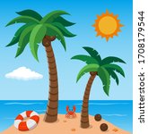 summer beach in the seashore.... | Shutterstock .eps vector #1708179544