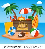 summer holidays composition... | Shutterstock .eps vector #1722342427