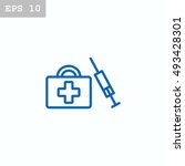  first aid box icon flat . | Shutterstock .eps vector #493428301
