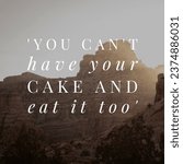 Small photo of 'You can't have you cake and have it too'. A idiom, Poster.