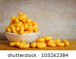 Bowl With Cheese Curls Snack