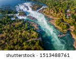 Aerial view of The Khone Falls and Pha Pheng Falls, waterfalls the 