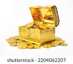 Open treasure chest with gold...