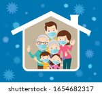 big family stay at home wearing ... | Shutterstock .eps vector #1654682317