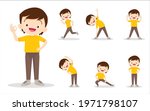 bundle set of boy on exercise... | Shutterstock .eps vector #1971798107