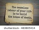 Small photo of TOP-100. French writer and philosopher Michel de Montaigne quote. The ceaseless labour of your life is to build the house of death.