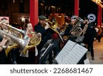 Small photo of New York, NY, USA - February 20, 2023: Musicians of AFM local 802 Union protesting unfair labor condition, joined by other union representatives