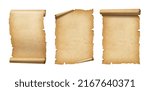Small photo of Old Parchment paper scroll isolated on white. Vertical banners set