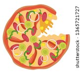spicy pizza illustration vector ... | Shutterstock .eps vector #1365721727
