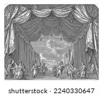 Stage with actors in various costumes, Pieter Hendrik Jonxis, 1772 - 1843 Stage with actors in Roman and Oriental costumes. They are putting on a play.