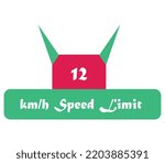 12 kmh speed limit sign label...