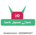 20 kmh speed limit sign label...