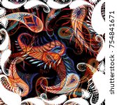 square high quality paisley... | Shutterstock . vector #754841671