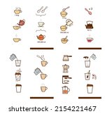 set of methods of brewing tea... | Shutterstock .eps vector #2154221467