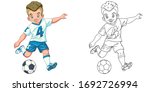 cute footballer  young boy... | Shutterstock .eps vector #1692726994