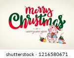 happy new year and merry... | Shutterstock .eps vector #1216580671