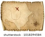 treasure pirates' old map... | Shutterstock . vector #1018394584