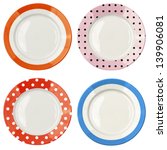 Set of color plates with polka...